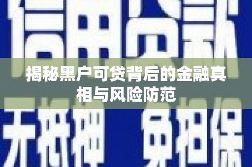 宣化揭秘黑户可贷背后的金融真相与风险防范