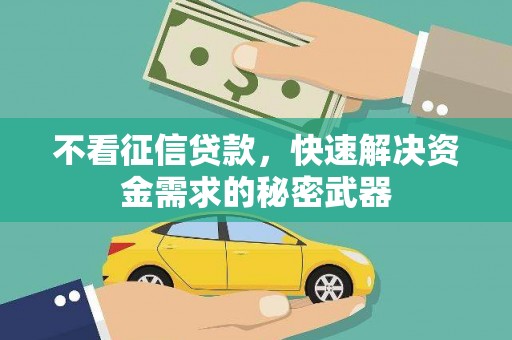 宣化不看征信贷款，快速解决资金需求的秘密武器