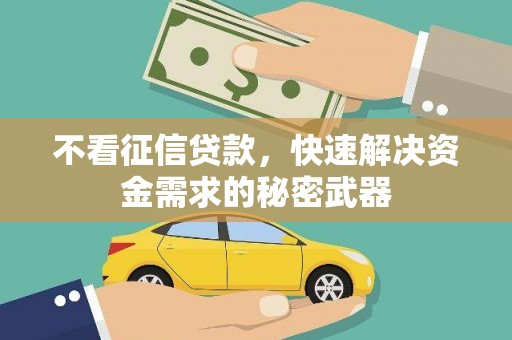宣化不看征信贷款，快速解决资金需求的秘密武器