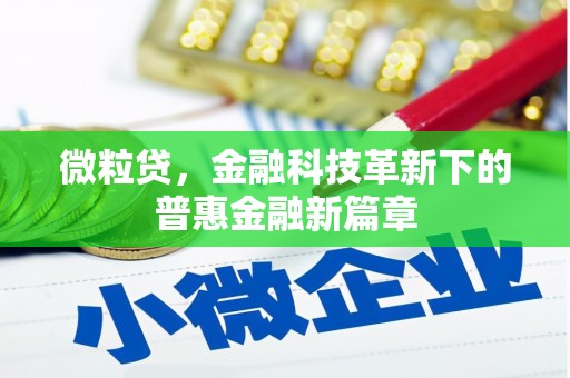 宣化微粒贷，金融科技革新下的普惠金融新篇章