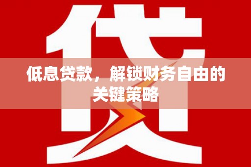 宣化低息贷款，解锁财务自由的关键策略