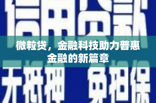 宣化微粒贷，金融科技助力普惠金融的新篇章
